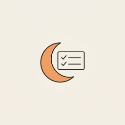 Engraved crescent moon beside a checked-off list