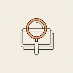 Engraved magnifying glass over stacked pages