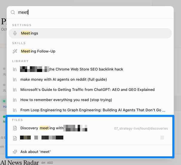 The Routines search box finding a note even with a typo