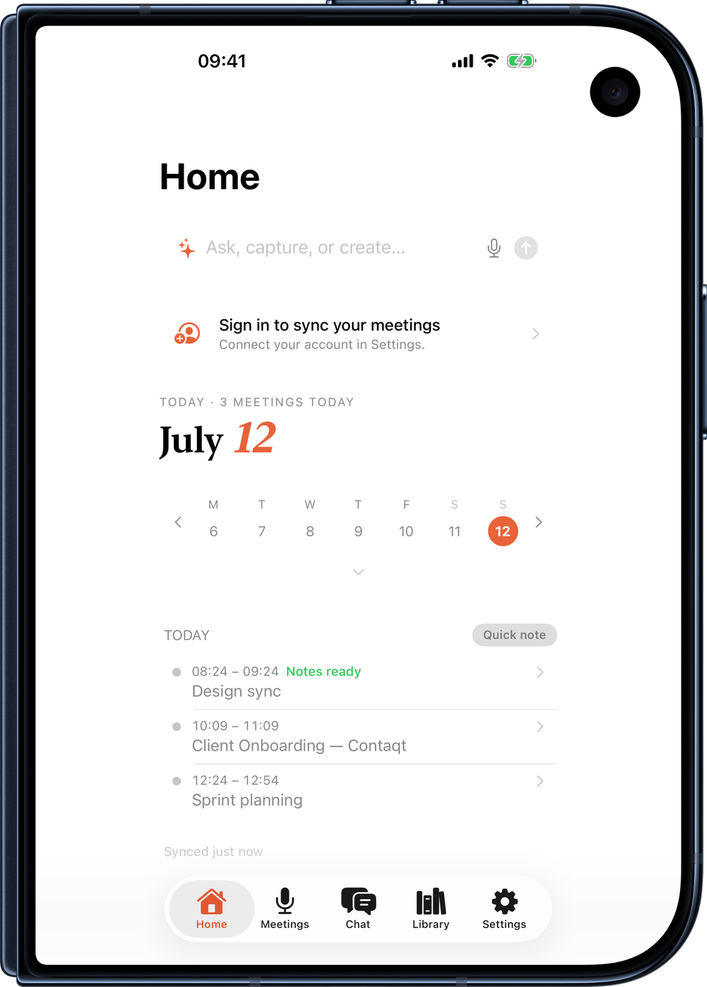 Routines for iPhone showing today's meetings and todos
