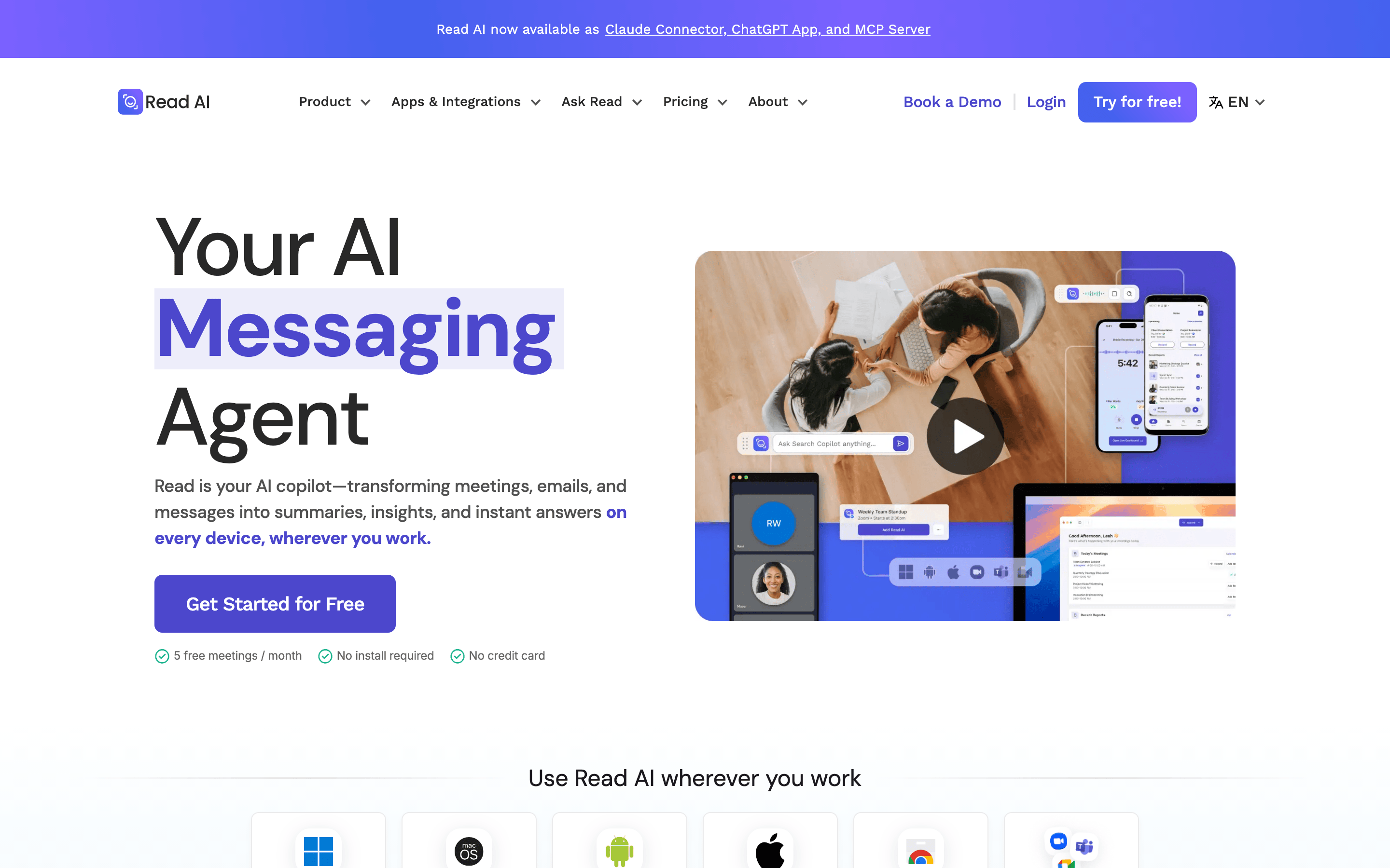 Read AI homepage, the cloud AI meeting notes and meeting assistant service this Read.ai privacy audit covers